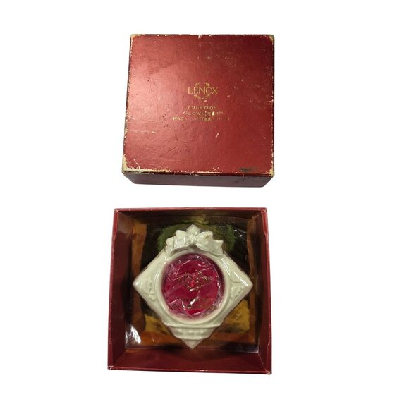 Lenox candle holder Holiday Ivory Porcelain Bow Holly present christmas gift - Picture 4 of 5